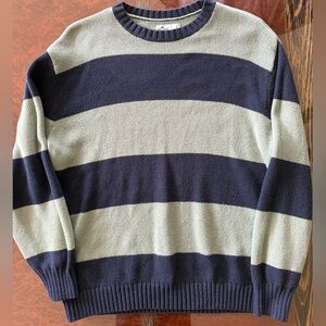 Hollister Navy and Olive Striped Sweater Women’s Sweater Size S